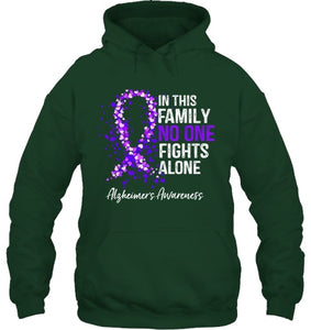 In This Family No One Fights Alone Shirt Alzheimer s Ribbon T Shirt