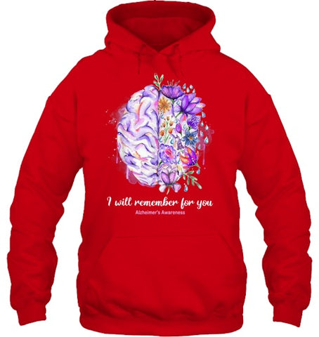 Image of I Will Remember For You Brain Alzheimer s Awareness T Shirt