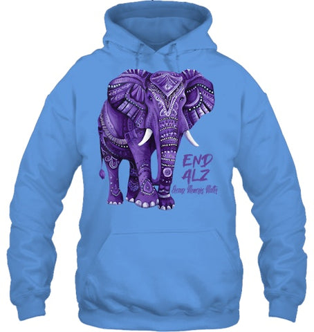 Image of Alzheimers Awareness Purple Elephant Awareness T Shirt