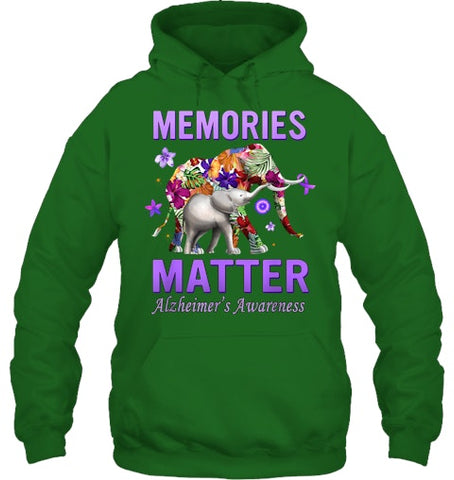 Image of Alzheimers Awareness Memories Matter Purple Elephant Womens T Shirt