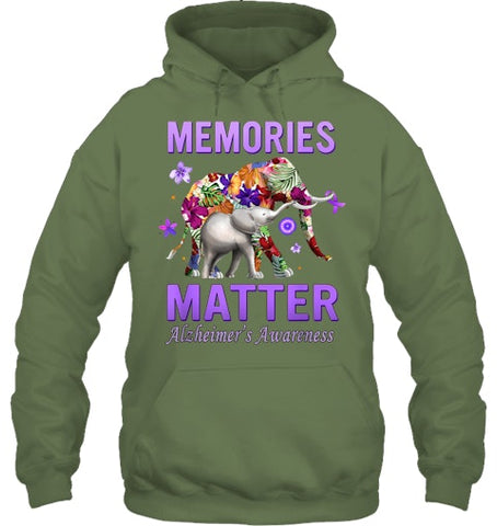 Image of Alzheimers Awareness Memories Matter Purple Elephant Womens T Shirt