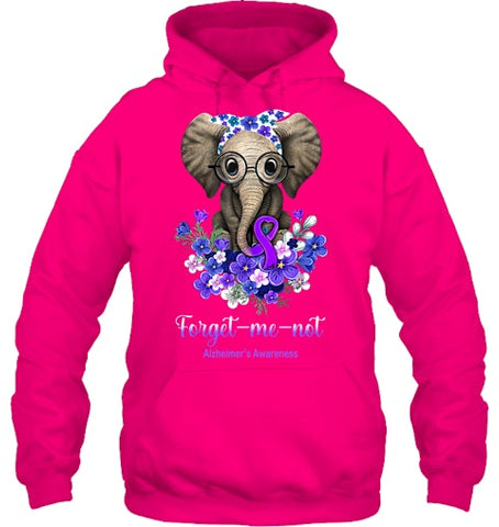 Image of Forget me not Alzheimer s Awareness Elephant Flower T Shirt