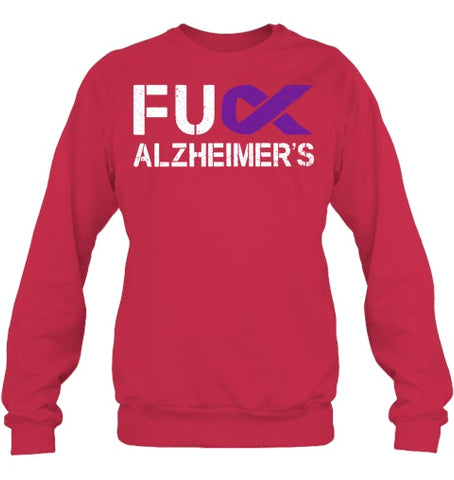 Image of Fuck FU Alzheimer s Awareness Month Purple Ribbon Fighter T Shirt