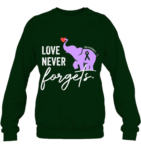 Image of End Alzheimers Shirt Love Never Forgets Alzheimers Awareness T Shirt