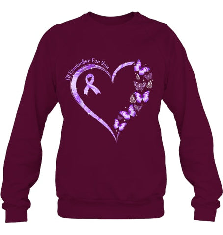 Image of I ll Remember For You Purple Butterfly Alzheimer s Awareness T Shirt