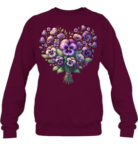 Alzheimer purple floral pansy dementia alzheimer s awareness T Shirt (2)