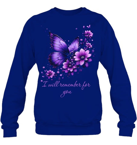 Image of Butterfly I Will Remember For You Alzheimer s Awareness T Shirt