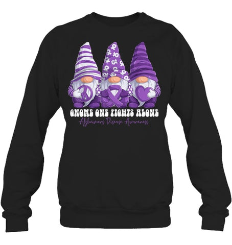 Image of Alzheimer s Disease Awareness Month Purple Ribbon Gnomies T Shirt