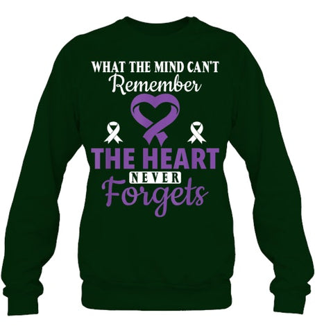 Image of The Heart Never Forgets Alzheimer's Awareness Purple Ribbon