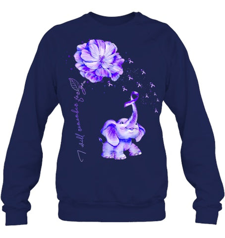 Image of I ll Remember For You Purple Elephant Alzheimer s Awareness T Shirt