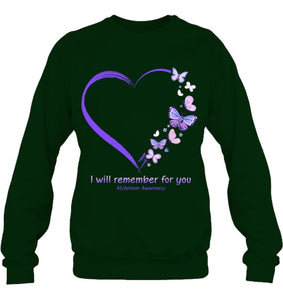 I Will Remember For You Butterfly Alzheimer s Awareness T Shirt