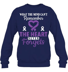 The Heart Never Forgets Alzheimer's Awareness Purple Ribbon