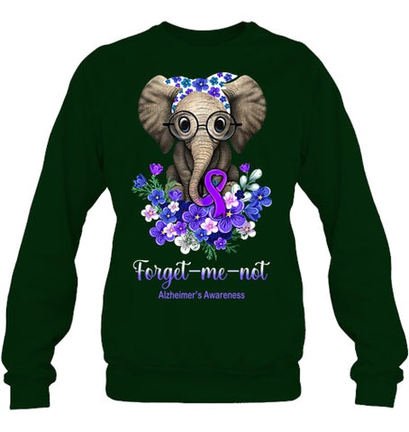 Image of Forget me not Alzheimer s Awareness Elephant Flower T Shirt