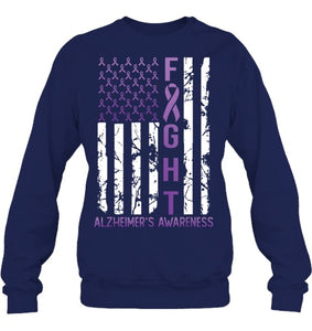 Alzheimer s Awareness Month Day USA Flag Ribbon Purple T Shirt