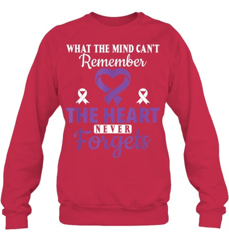 Image of The Heart Never Forgets Alzheimer's Awareness Purple Ribbon