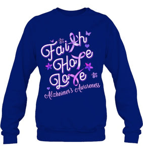 Alzheimer s Awareness Purple Ribbon Products Faith Hope Love T Shirt