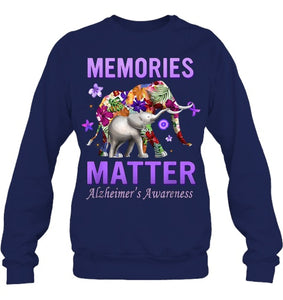 Alzheimers Awareness Memories Matter Purple Elephant Womens T Shirt