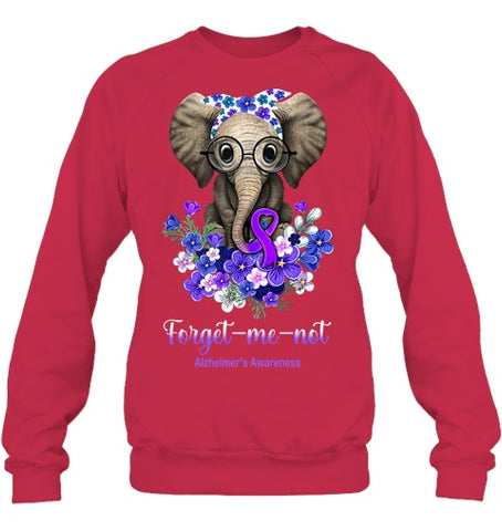 Image of Forget me not Alzheimer s Awareness Elephant Flower T Shirt