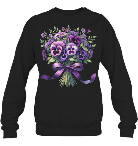 Image of Alzheimer purple floral pansy dementia alzheimer s awareness T Shirt (5)