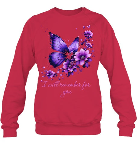 Image of Butterfly I Will Remember For You Alzheimer s Awareness T Shirt