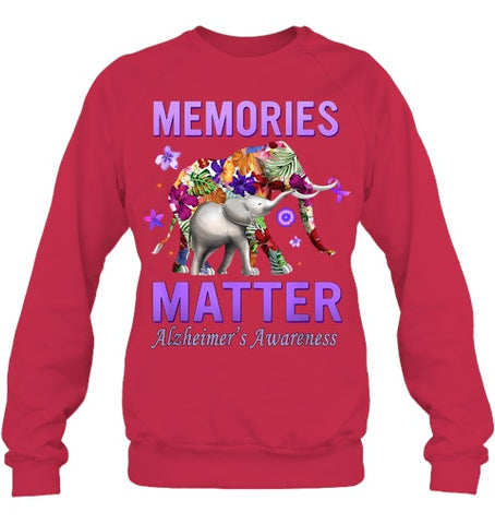 Image of Alzheimers Awareness Memories Matter Purple Elephant Womens T Shirt