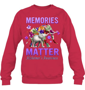 Alzheimers Awareness Memories Matter Purple Elephant Womens T Shirt