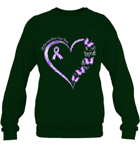 Image of I ll Remember For You Purple Butterfly Alzheimer s Awareness T Shirt