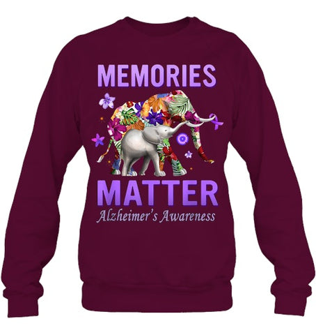 Image of Alzheimers Awareness Memories Matter Purple Elephant Womens T Shirt