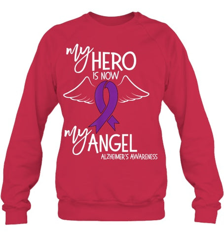 Image of My Hero is now my Angel Alzheimers Awareness T Shirt T shirt T Shirt