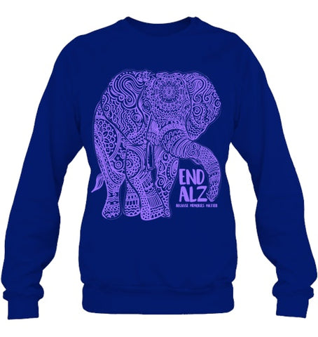 Image of Purple Elephant Alzheimer Awareness Apparel & gifts, END ALZ T Shirt