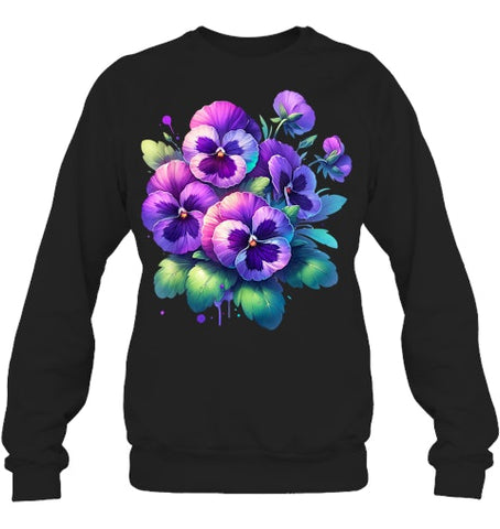 Image of Alzheimer purple floral pansy dementia alzheimer s awareness T Shirt