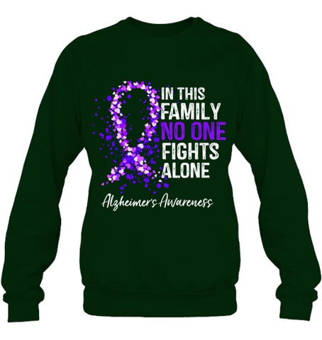 Image of In This Family No One Fights Alone Shirt Alzheimer s Ribbon T Shirt