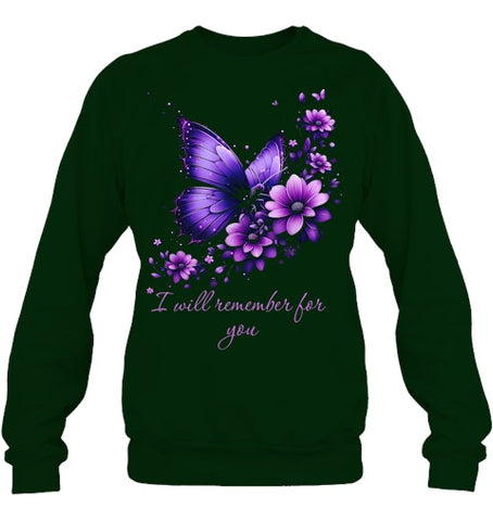 Image of Butterfly I Will Remember For You Alzheimer s Awareness T Shirt