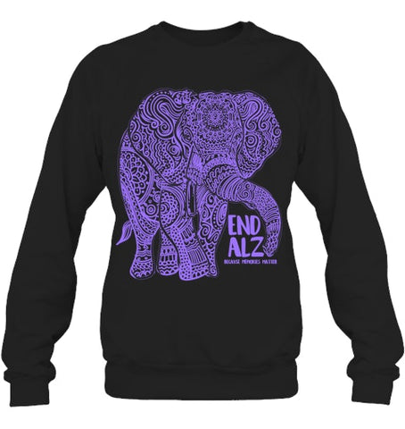 Image of Purple Elephant Alzheimer Awareness Apparel & gifts, END ALZ T Shirt