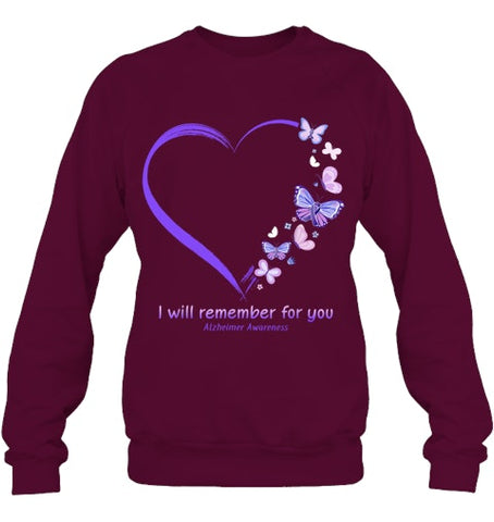 Image of I Will Remember For You Butterfly Alzheimer s Awareness T Shirt