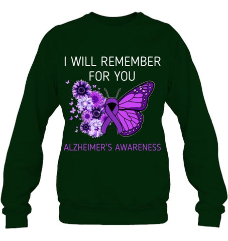 Image of Alzheimer s Awareness I Will Remember you Butterfly Women T Shirt