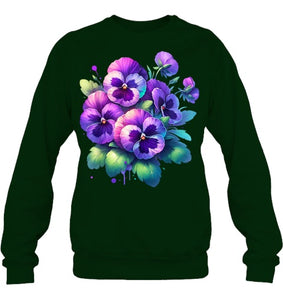 Alzheimer purple floral pansy dementia alzheimer s awareness T Shirt