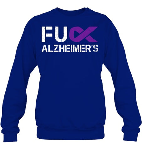 Image of Fuck FU Alzheimer s Awareness Month Purple Ribbon Fighter T Shirt