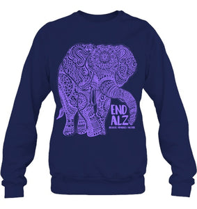 Purple Elephant Alzheimer Awareness Apparel & gifts, END ALZ T Shirt