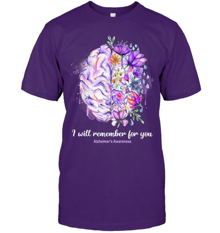 Image of I Will Remember For You Brain Alzheimer s Awareness T Shirt