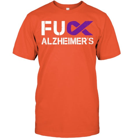 Image of Fuck FU Alzheimer s Awareness Month Purple Ribbon Fighter T Shirt