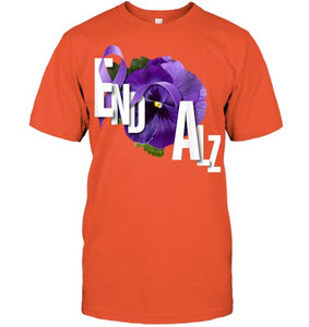 End Alz Purple Floral Pansy Dementia Alzheimer s Awareness T Shirt