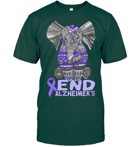 Image of Womens Alzheimer Awareness Shirts and gifts purple Elephant V Neck T Shirt