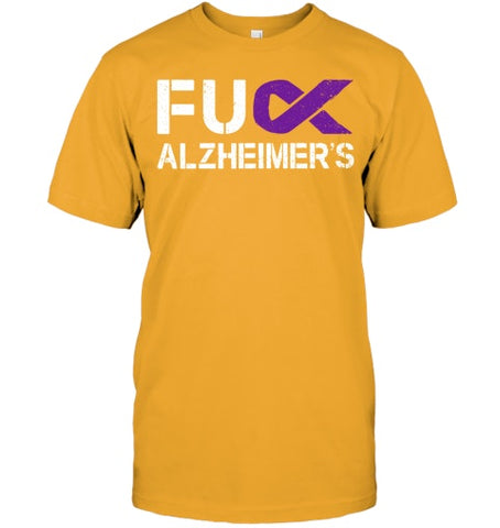 Image of Fuck FU Alzheimer s Awareness Month Purple Ribbon Fighter T Shirt