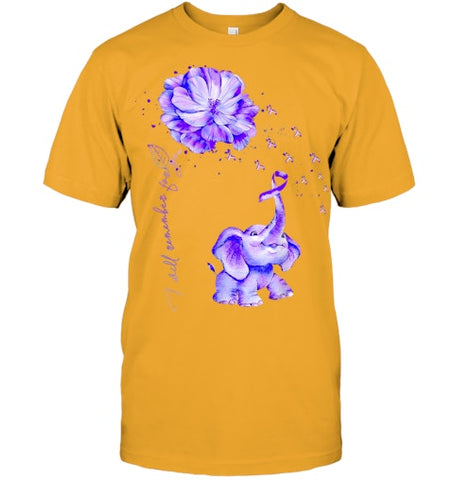 Image of I ll Remember For You Purple Elephant Alzheimer s Awareness T Shirt