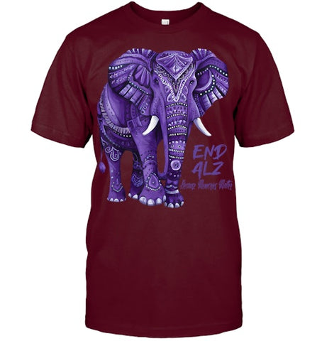 Image of Alzheimers Awareness Purple Elephant Awareness T Shirt