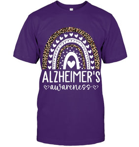 Wear Purple Alzheimer s Awareness Leopard Rainbow T Shirt