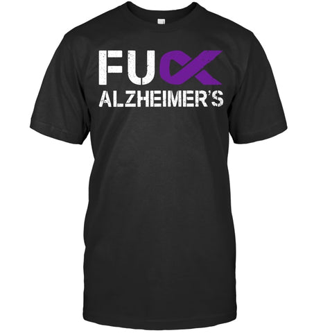 Image of Fuck FU Alzheimer s Awareness Month Purple Ribbon Fighter T Shirt