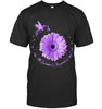 Hummingbird Sunflower Purple Ribbon Alzheimer s Awareness T Shirt