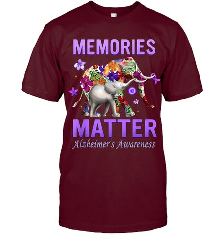 Image of Alzheimers Awareness Memories Matter Purple Elephant Womens T Shirt